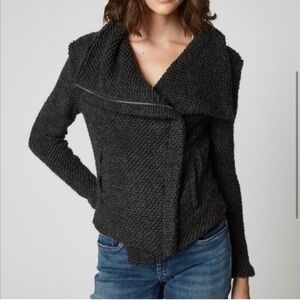 NWT BlankNYC Grey Wool Blend Asymmetrical Zip Sweater Jacket Sz L